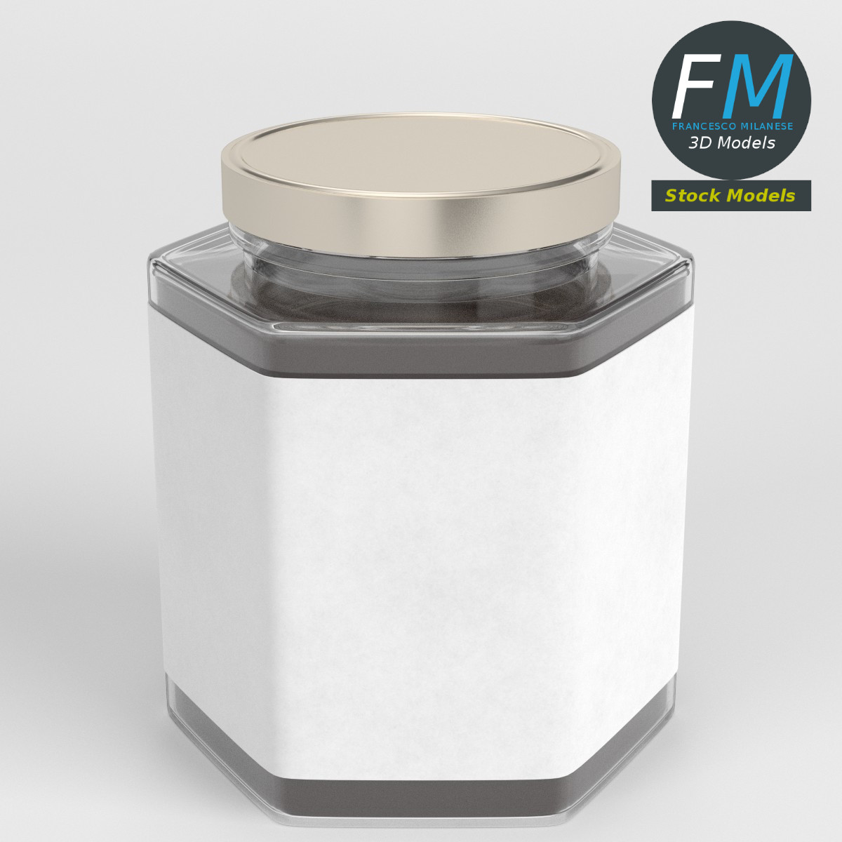 3D-Modell - Sechseckiges Marmeladenglas - 01