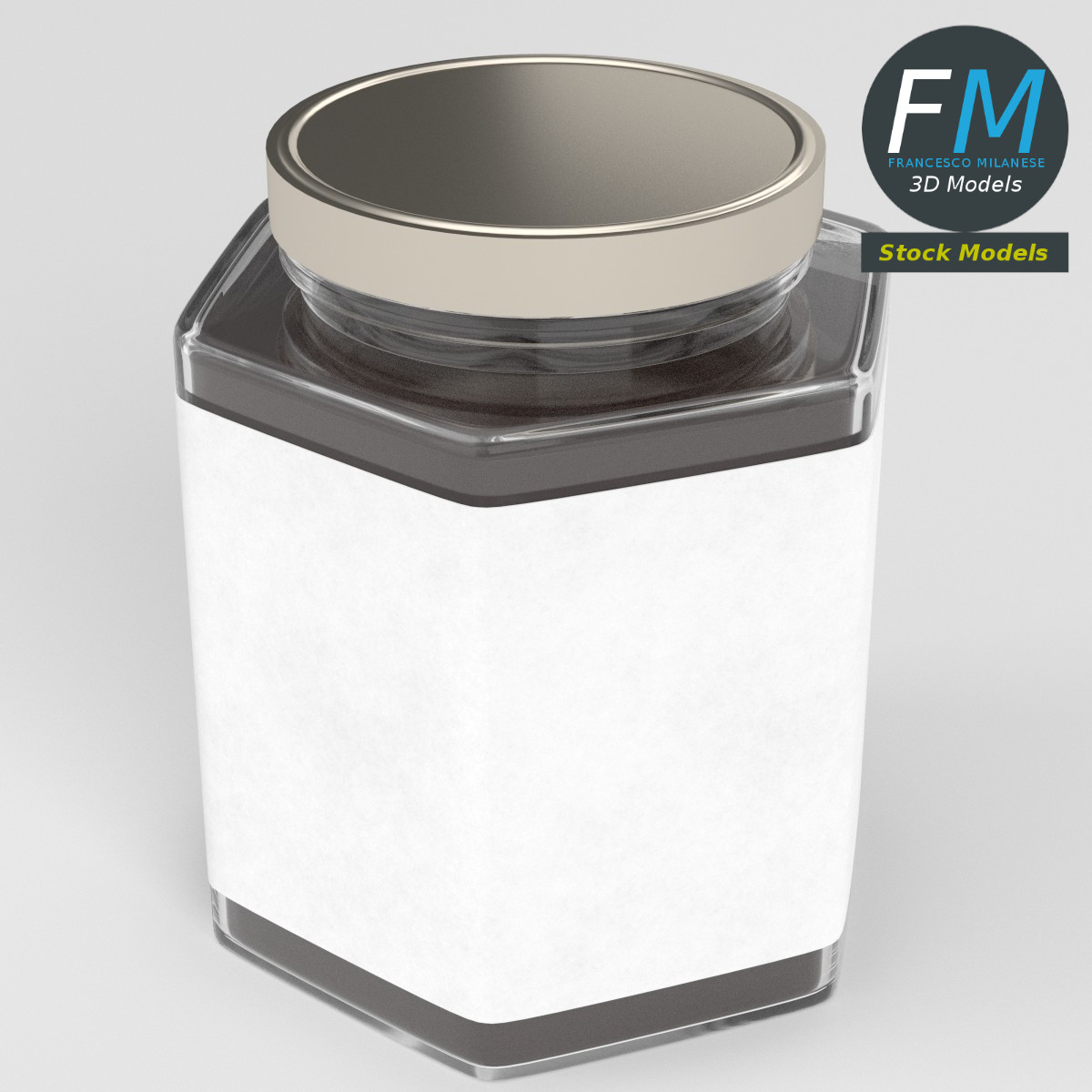 3D-Modell - Sechseckiges Marmeladenglas - 02