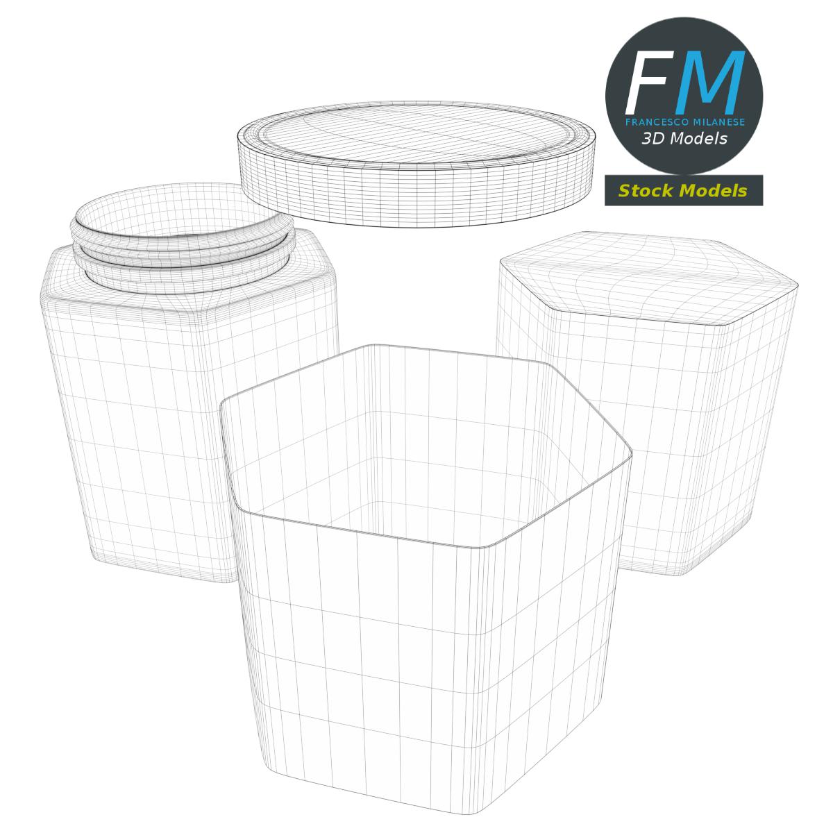 3D-Modell - Sechseckiges Marmeladenglas - 08