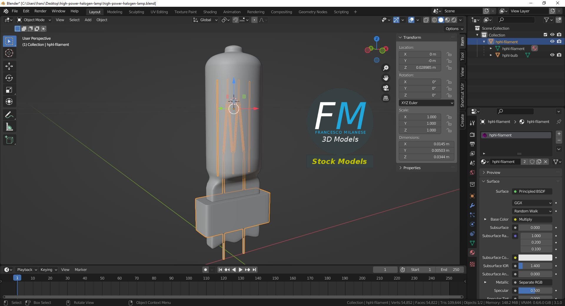 3D-Modell - Hochleistungs-Halogenlampe - 09