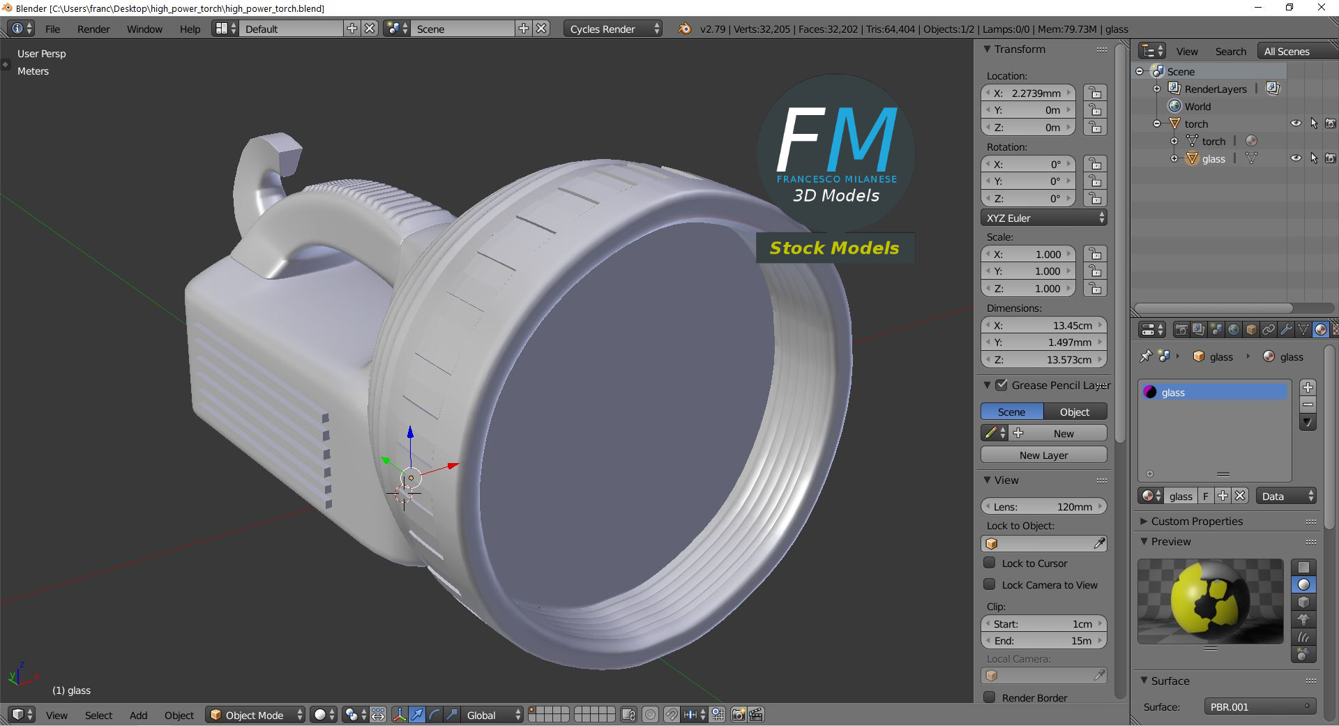 3D-Modell - Hochleistungs-Taschenlampe - 09