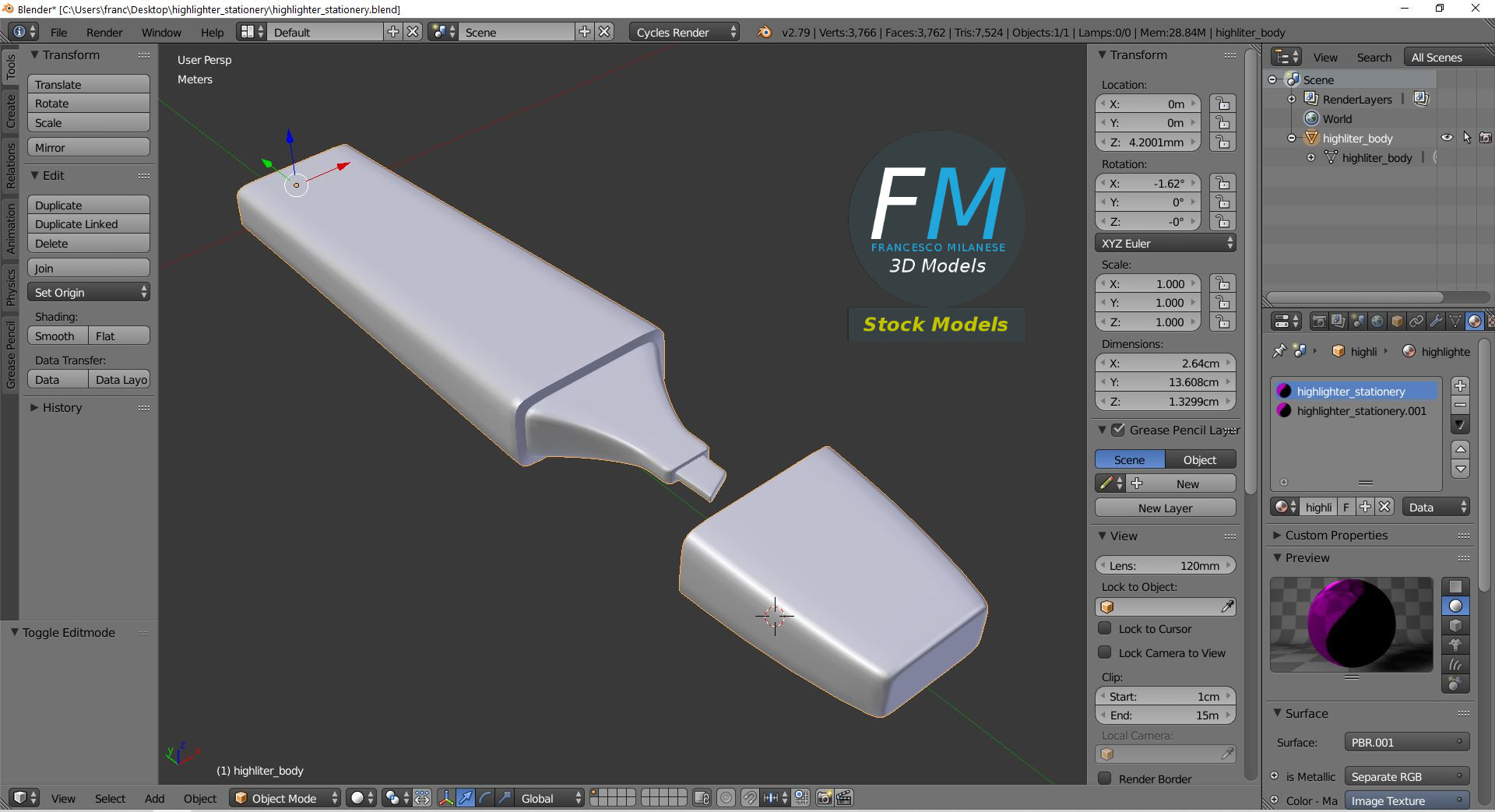 3D-Modell - Textmarker - 09