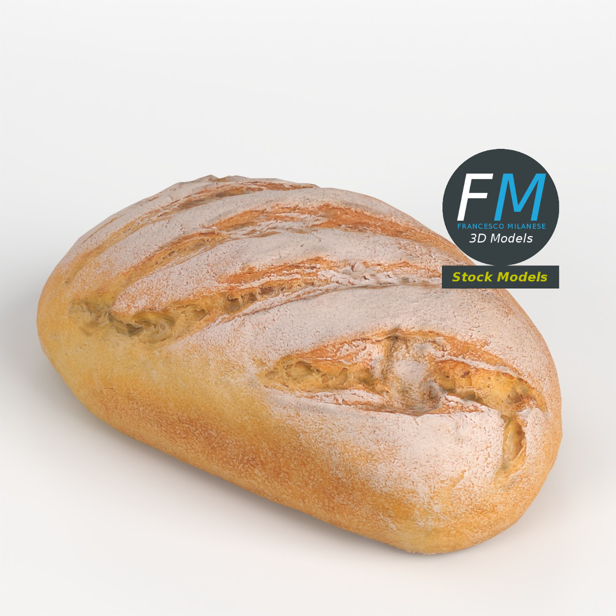 3D-Modell - Hausgemachtes rustikales Brot - 01