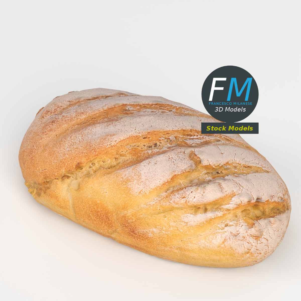 3D-Modell - Hausgemachtes rustikales Brot - 02