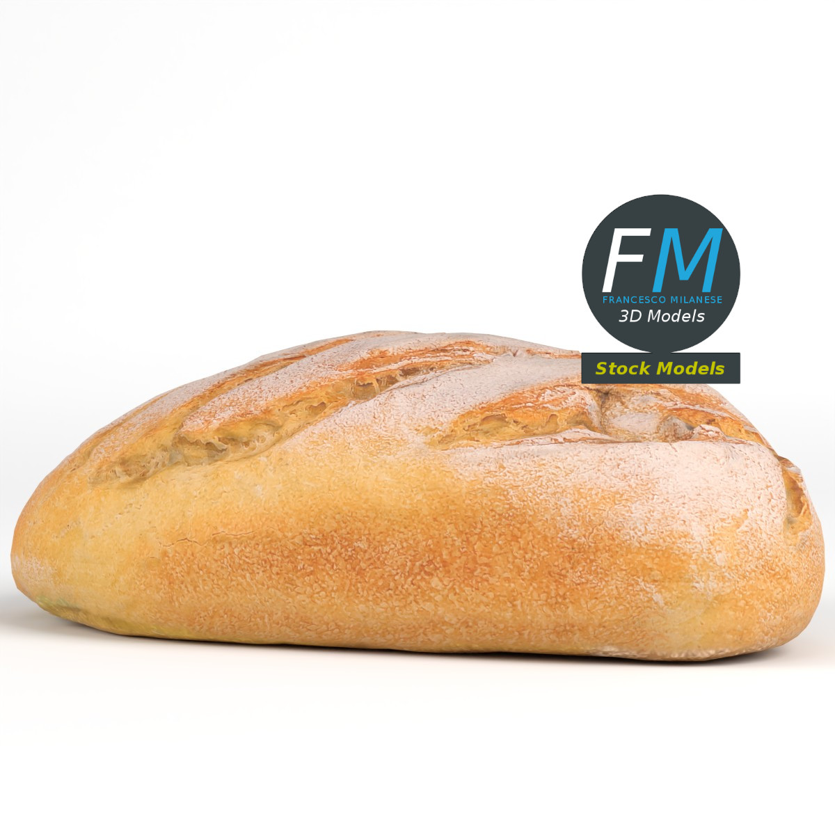 3D-Modell - Hausgemachtes rustikales Brot - 04