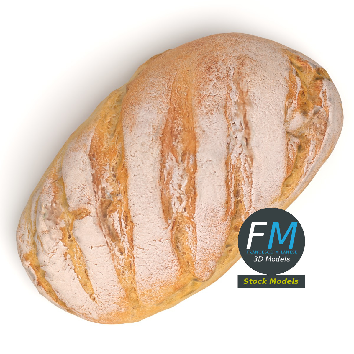 3D-Modell - Hausgemachtes rustikales Brot - 06