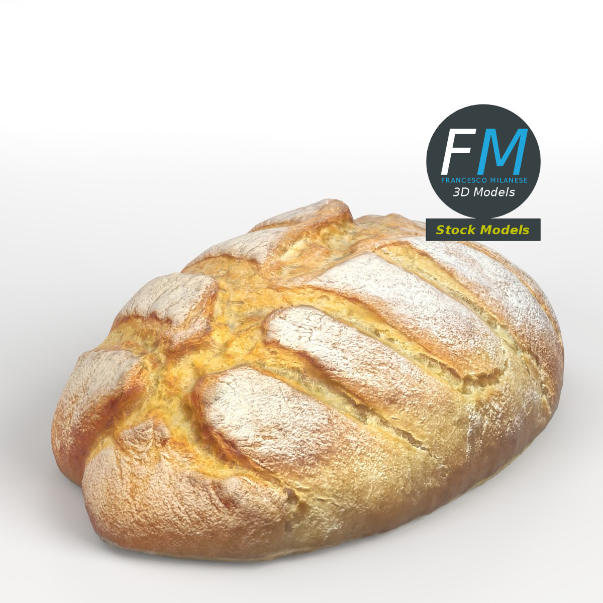 3D-Modell - Hausgemachtes rustikales Brot - 01