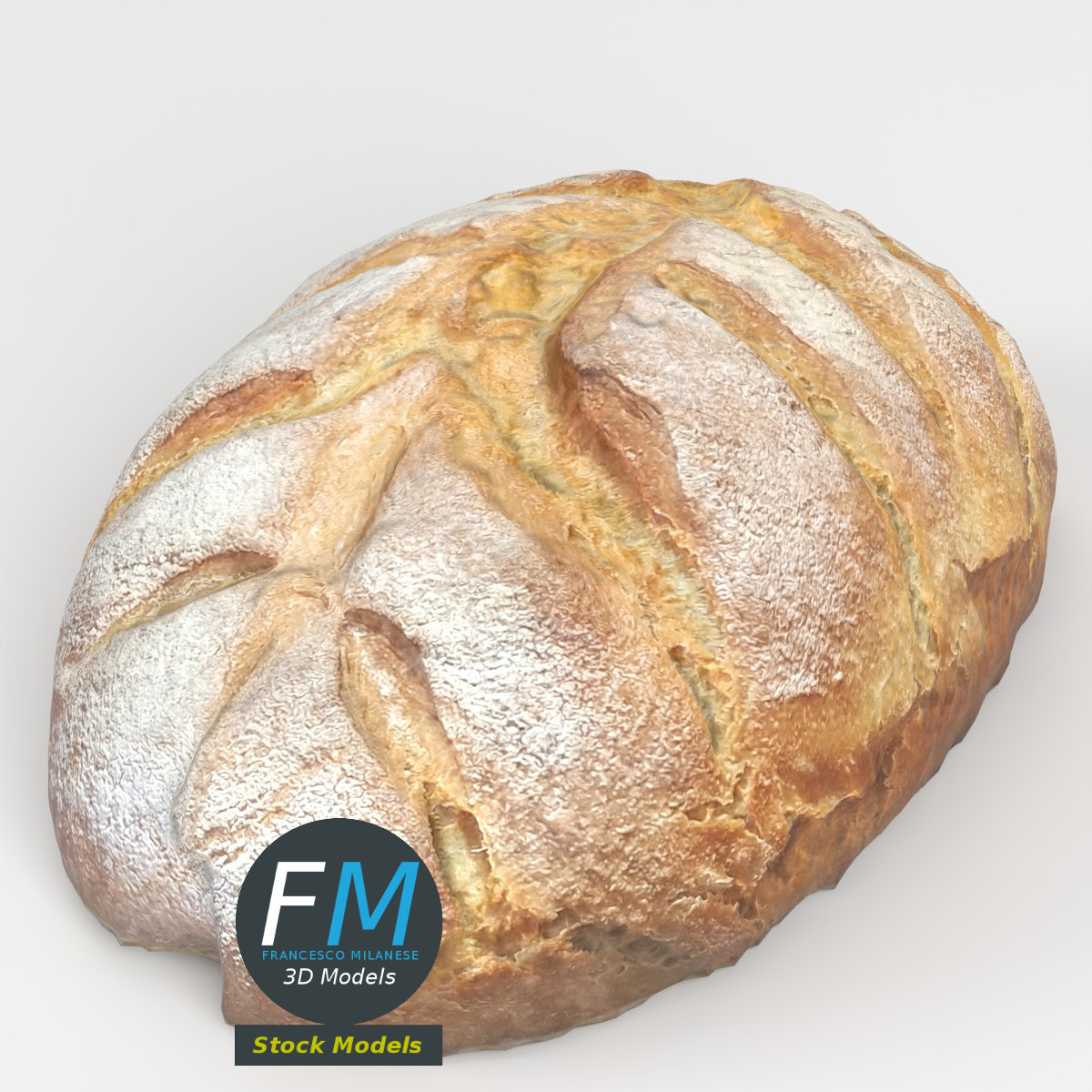 3D-Modell - Hausgemachtes rustikales Brot - 02