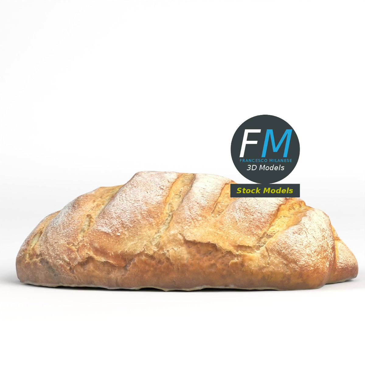 3D-Modell - Hausgemachtes rustikales Brot - 04