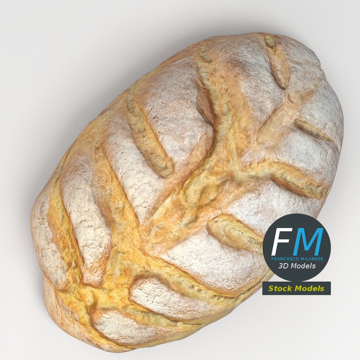 3D-Modell - Hausgemachtes rustikales Brot - 06