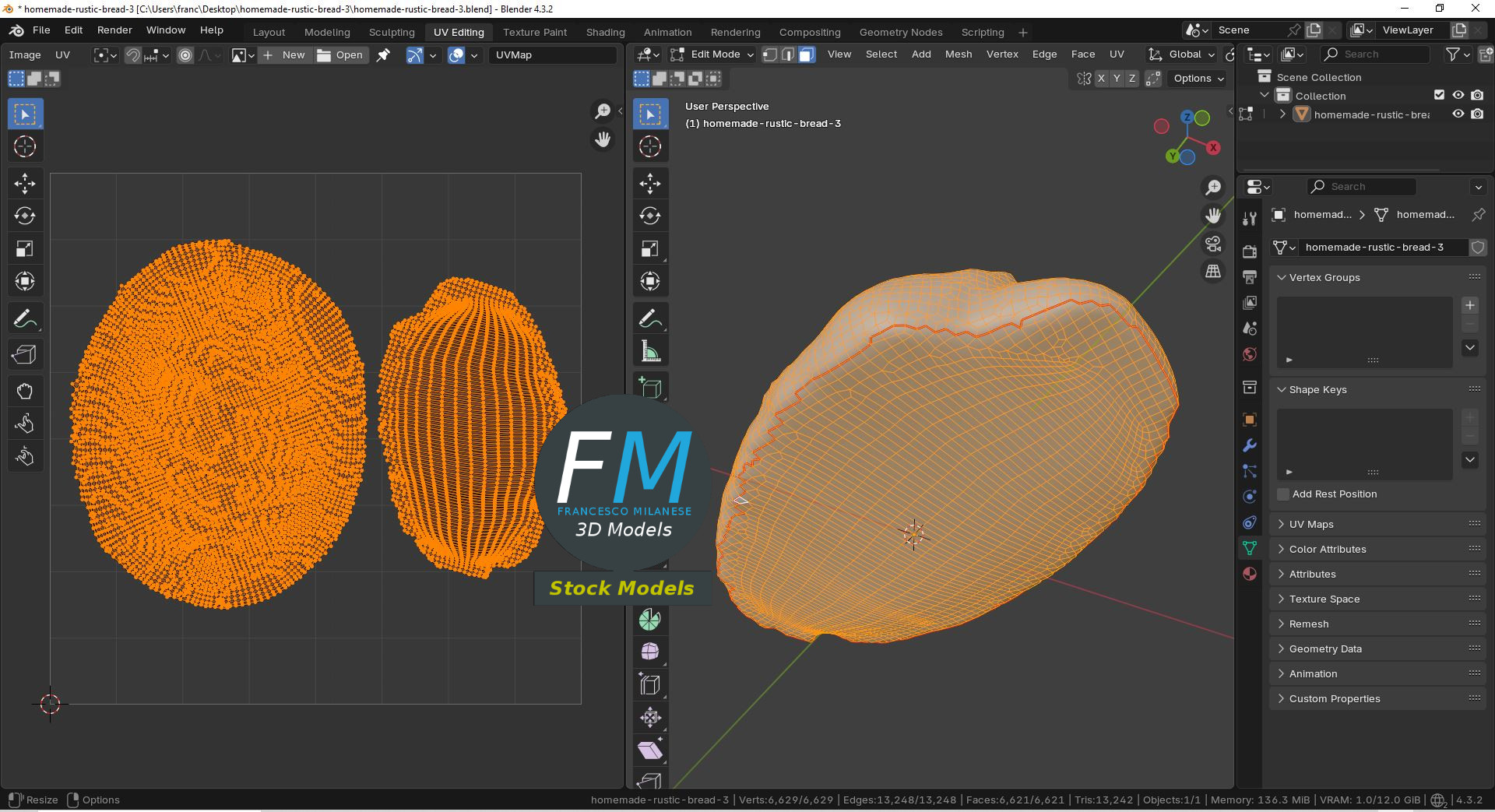 3D-Modell - Hausgemachtes rustikales Brot - 10