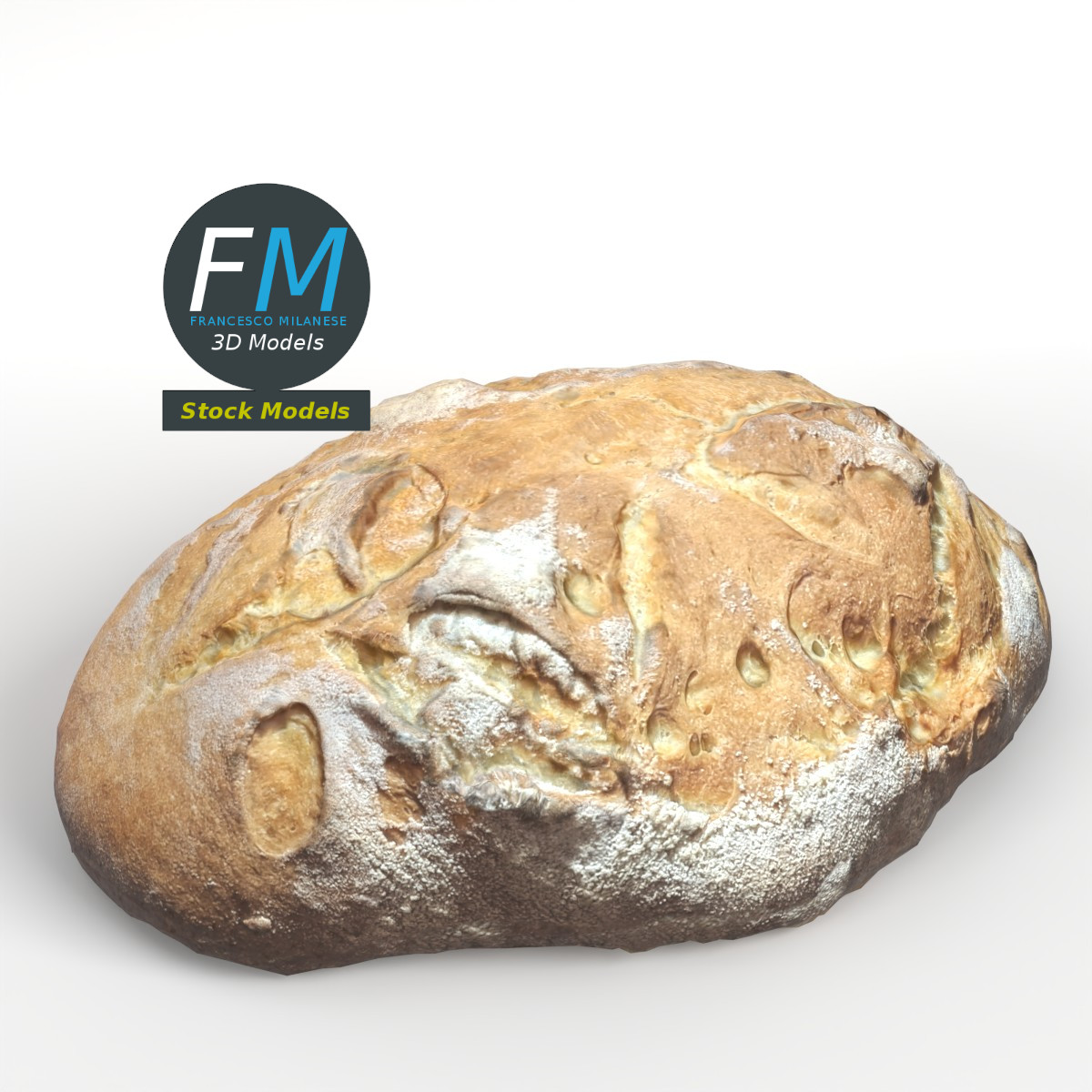 3D-Modell - Hausgemachtes rustikales Brot - 01