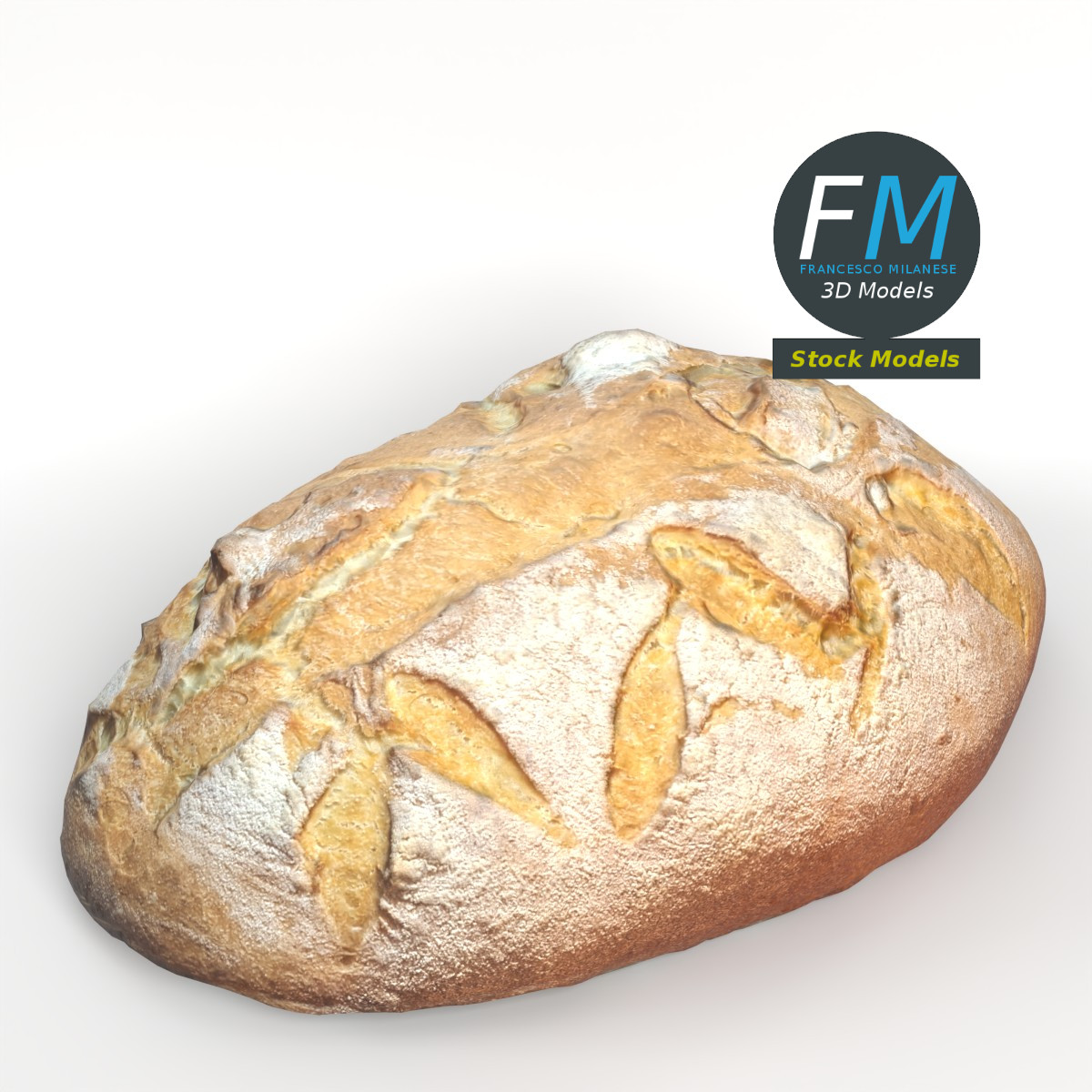 3D-Modell - Hausgemachtes rustikales Brot - 02