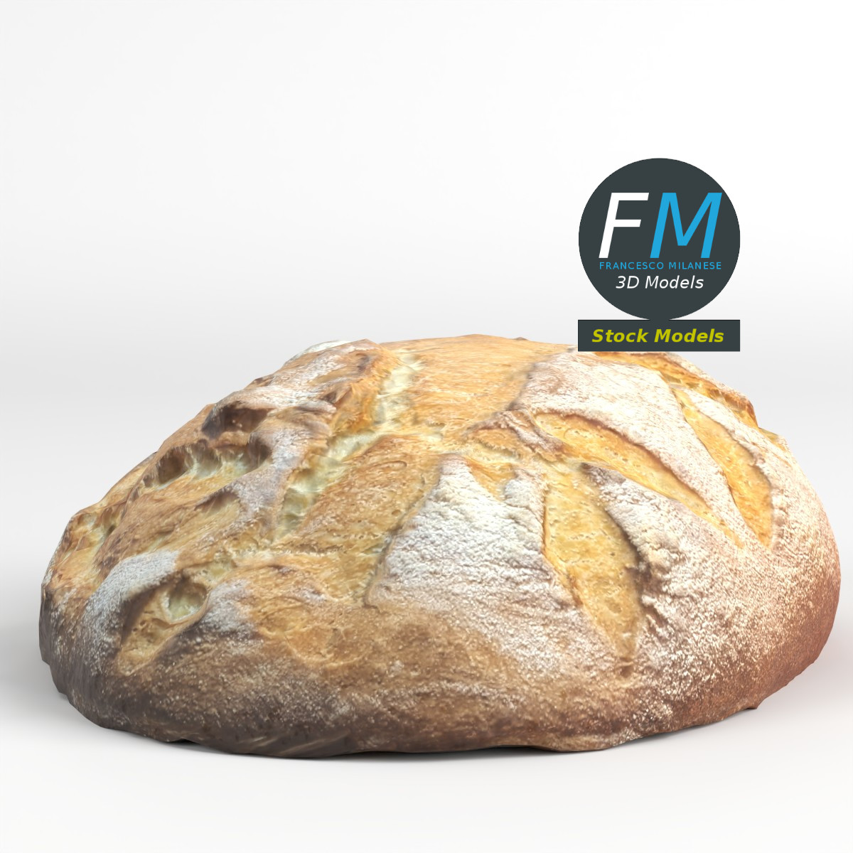 3D-Modell - Hausgemachtes rustikales Brot - 03