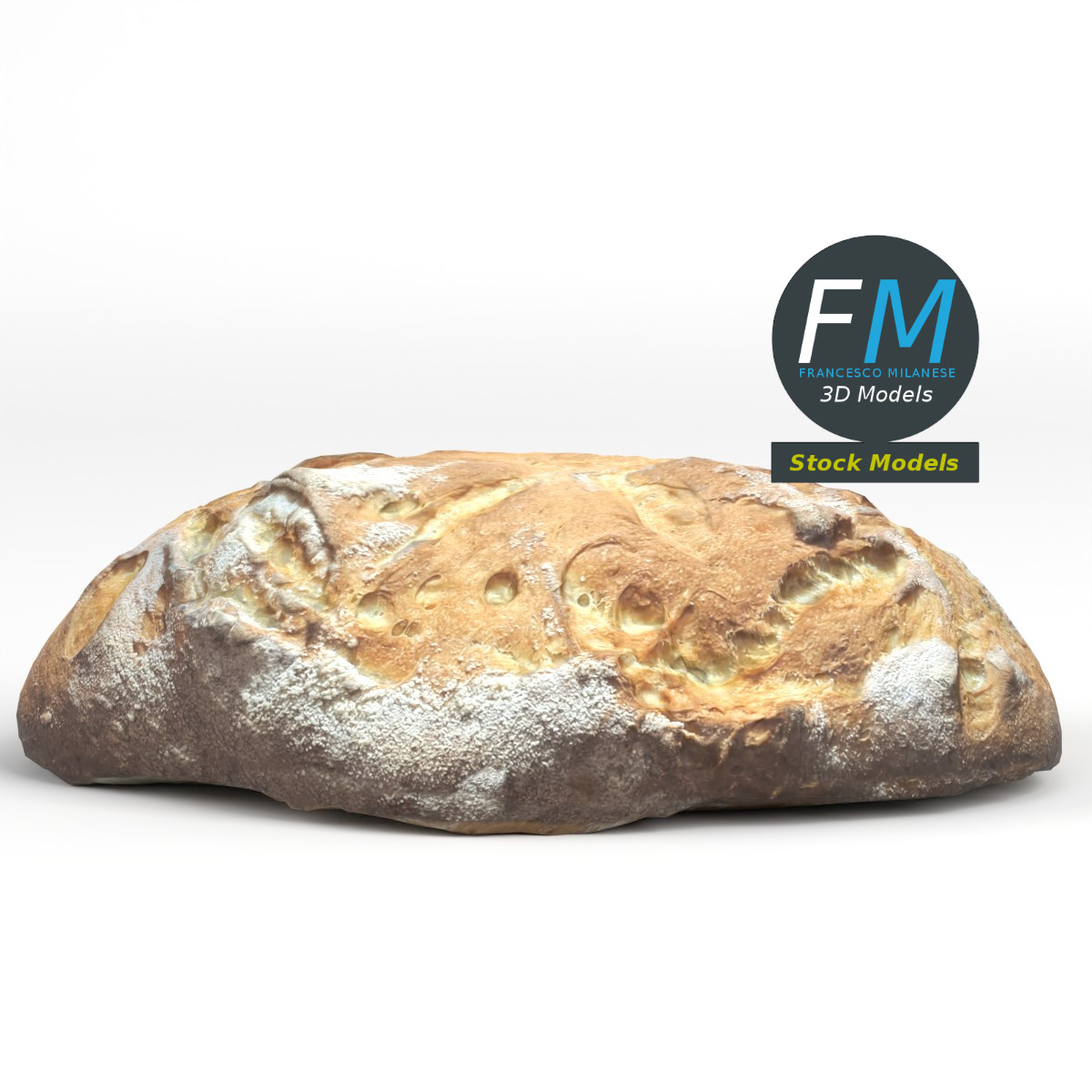 3D-Modell - Hausgemachtes rustikales Brot - 04