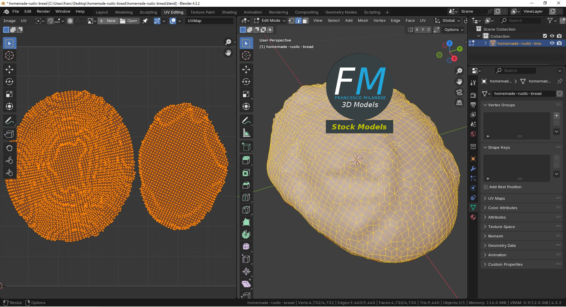 3D-Modell - Hausgemachtes rustikales Brot - 10