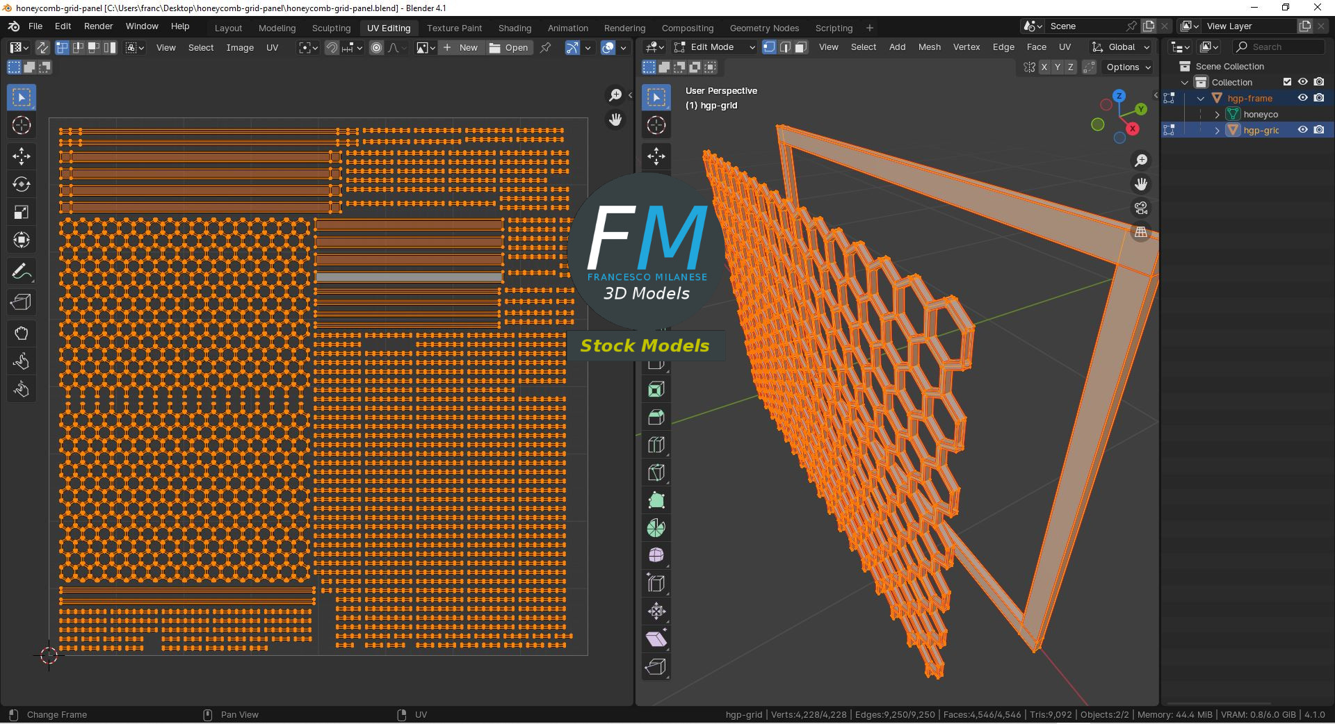 3D-Modell - Wabengitter-Paneel - 10