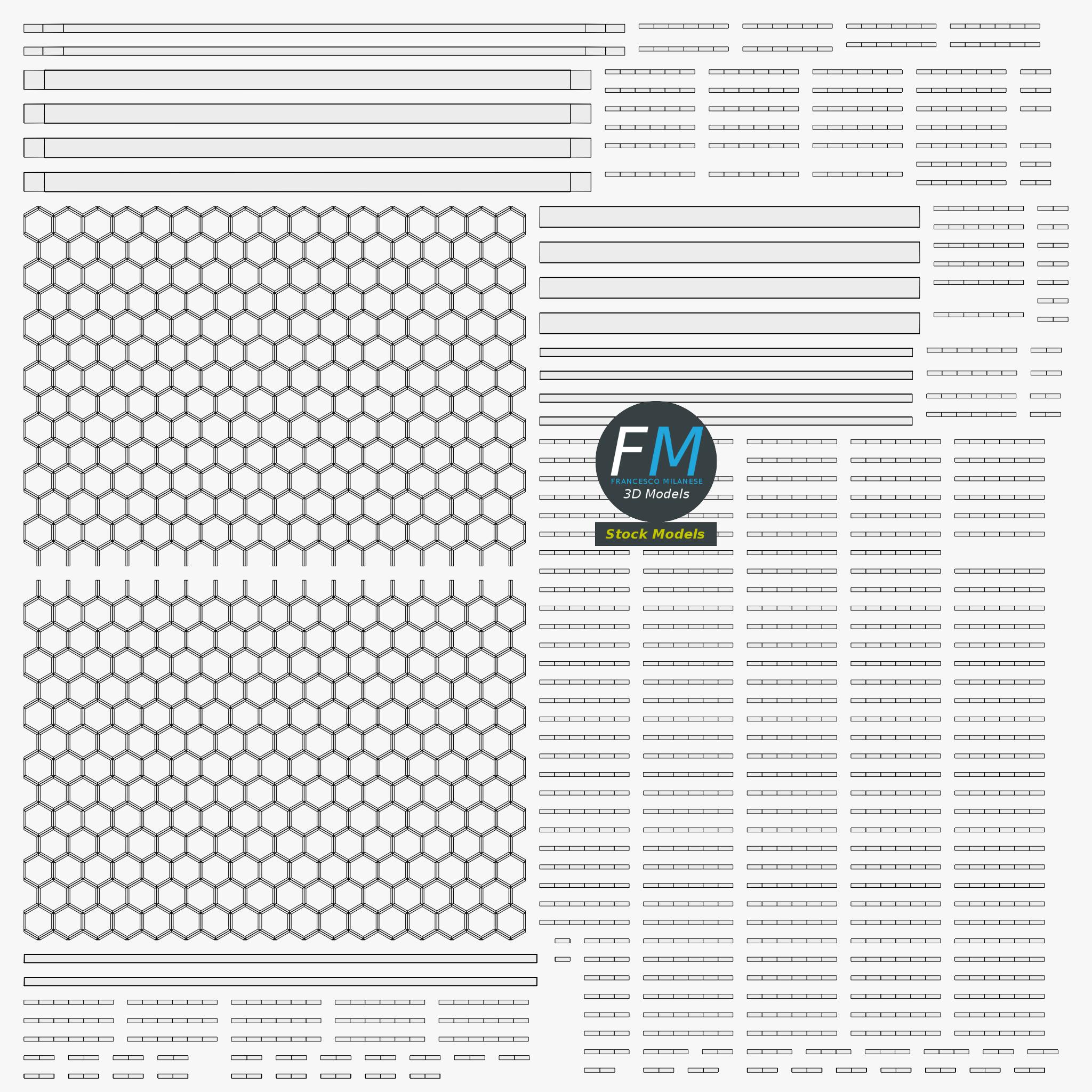 3D-Modell - Wabengitter-Paneel - 11 3D-Modell - Wabengitter-Paneel - 11
