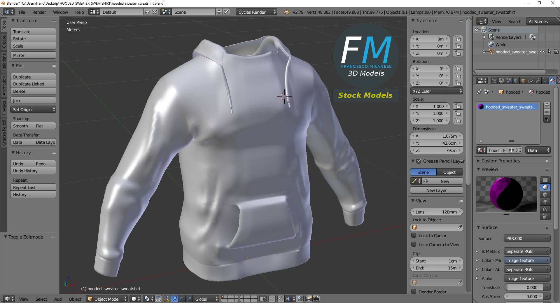 3D-Modell - Kapuzenpullover - 09