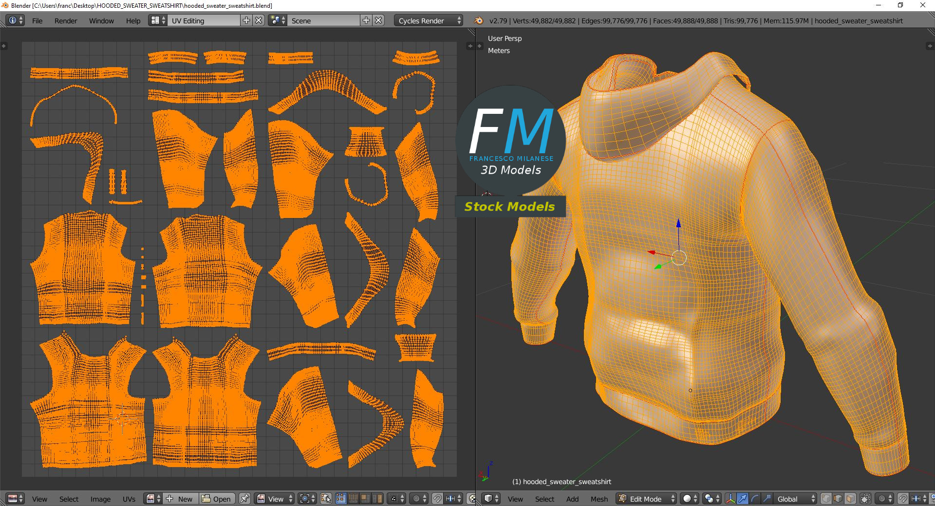 3D-Modell - Kapuzenpullover - 10