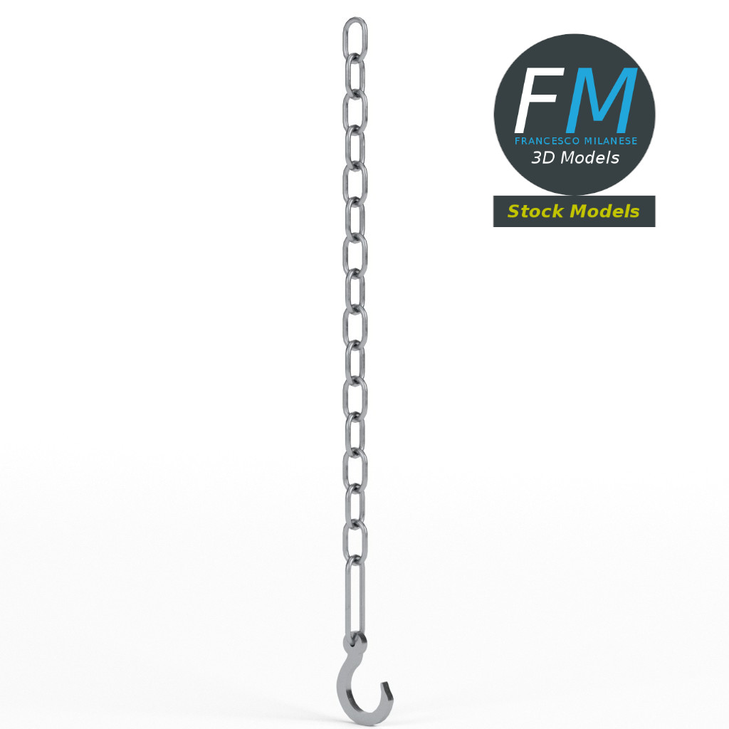 3D-Modell - Haken mit Kette - 01