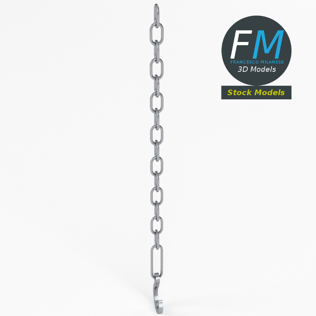 3D-Modell - Haken mit Kette - 02