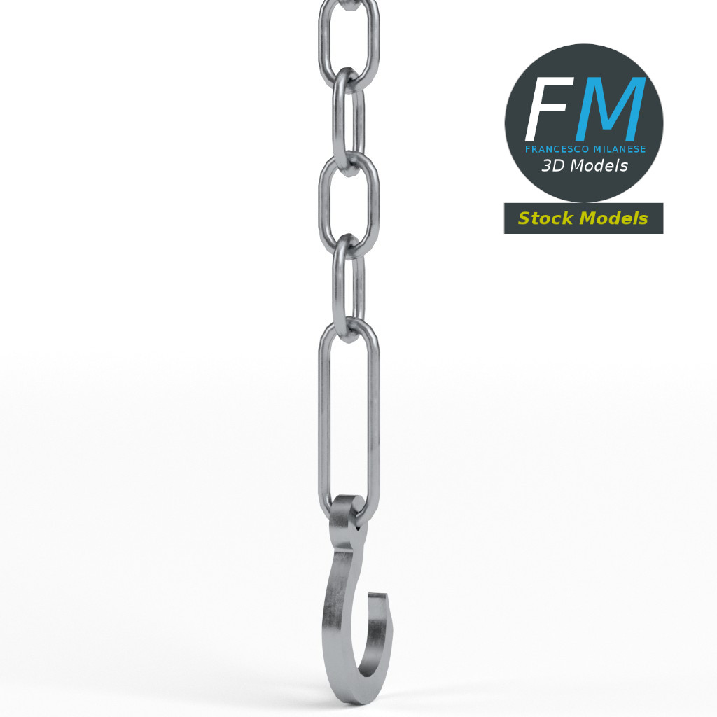 3D-Modell - Haken mit Kette - 04