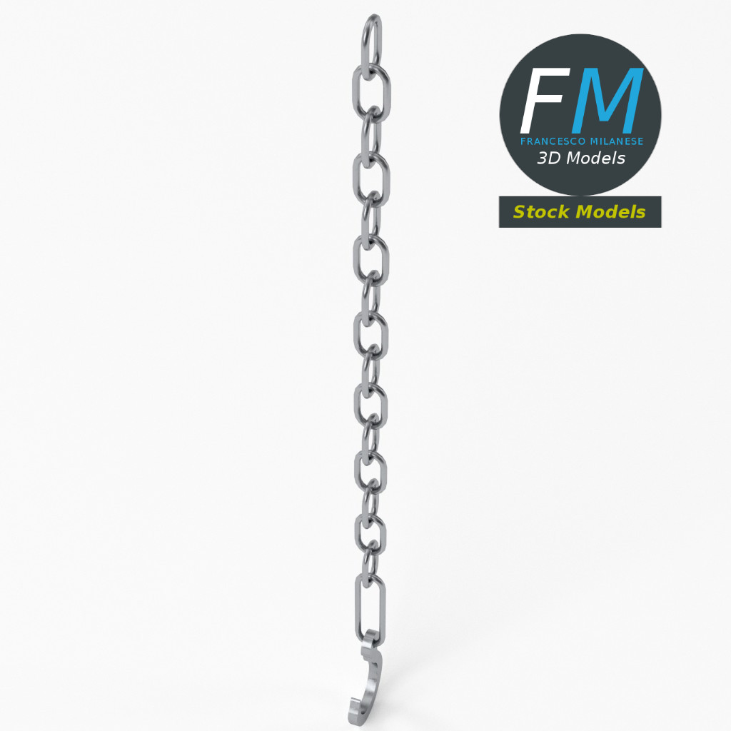3D-Modell - Haken mit Kette - 05