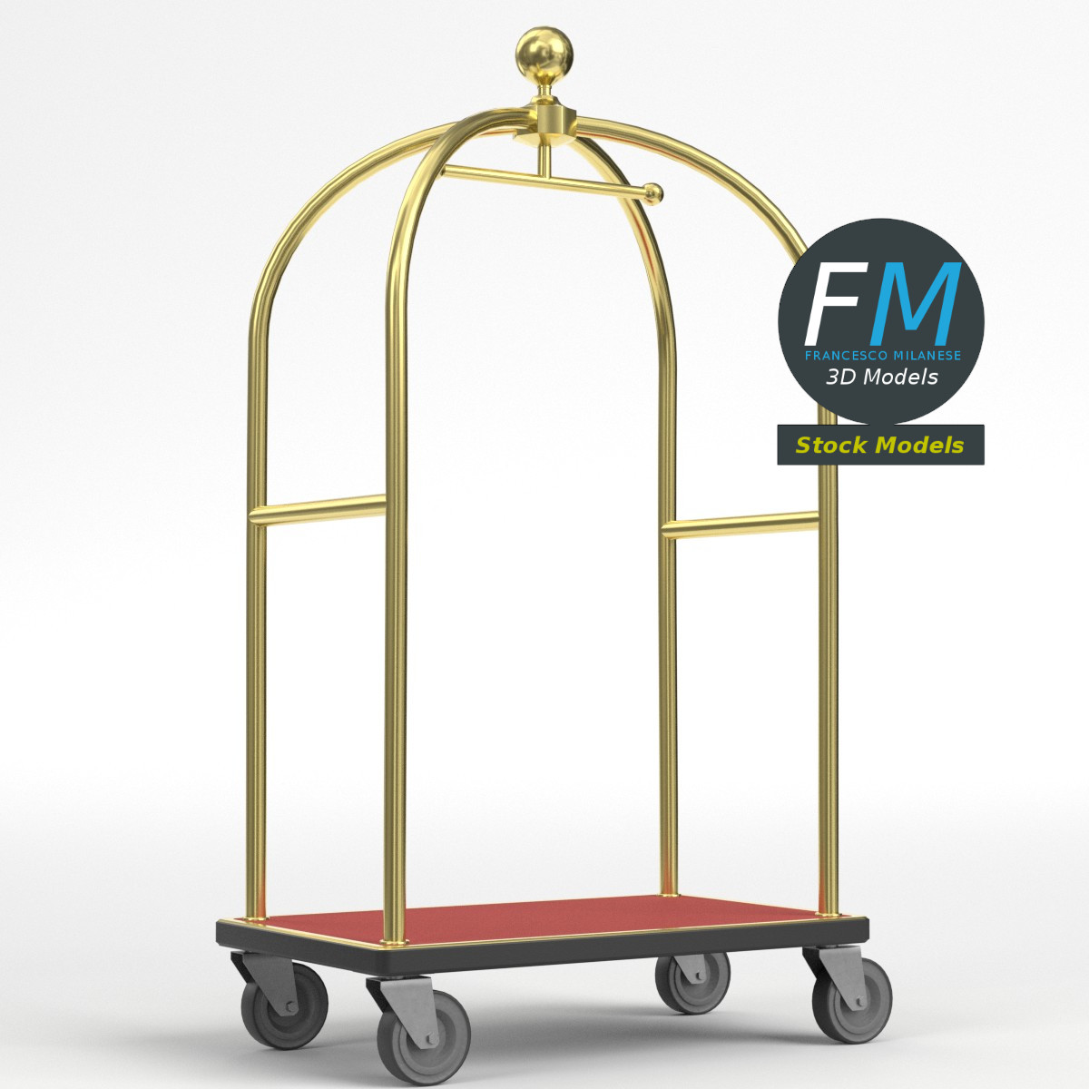 3D-Modell - Hotel-Gepäckwagen - 01