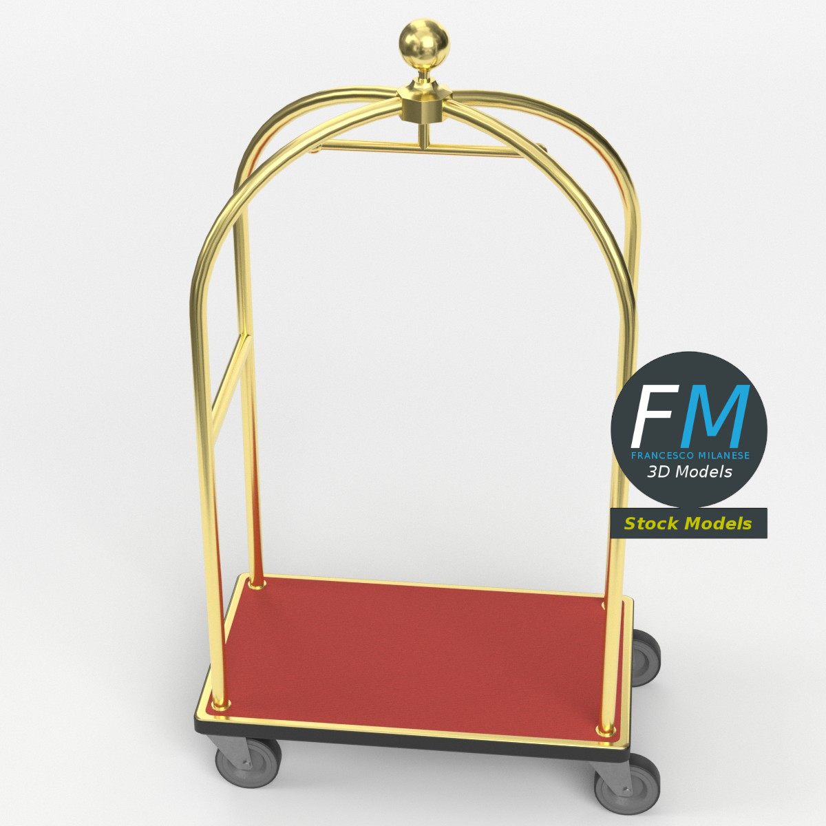 3D-Modell - Hotel-Gepäckwagen - 02