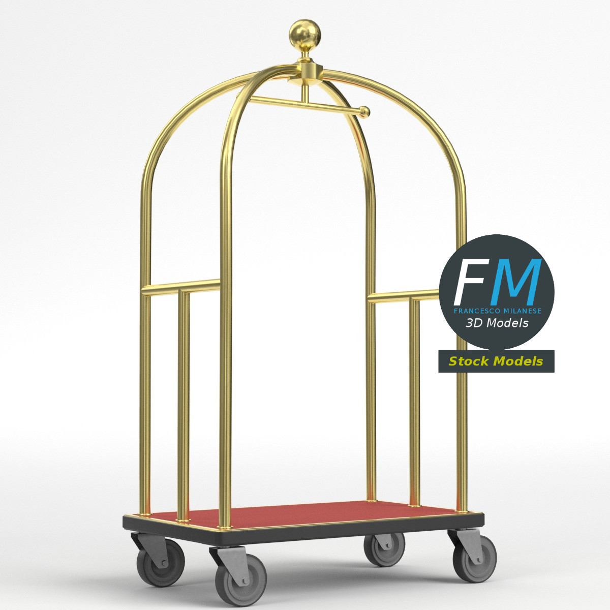 3D-Modell - Hotel-Gepäckwagen - 01
