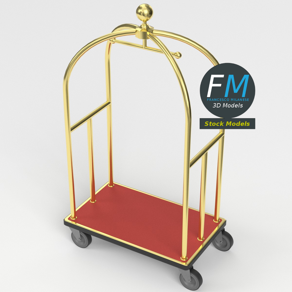 3D-Modell - Hotel-Gepäckwagen - 02