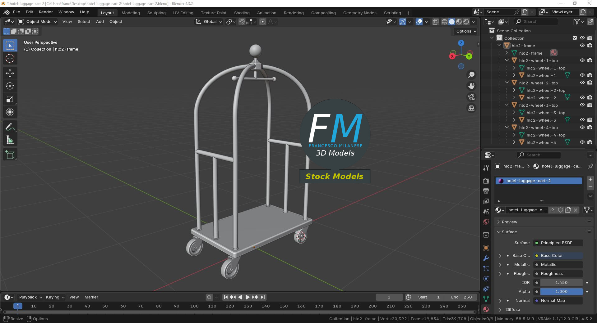3D-Modell - Hotel-Gepäckwagen - 09