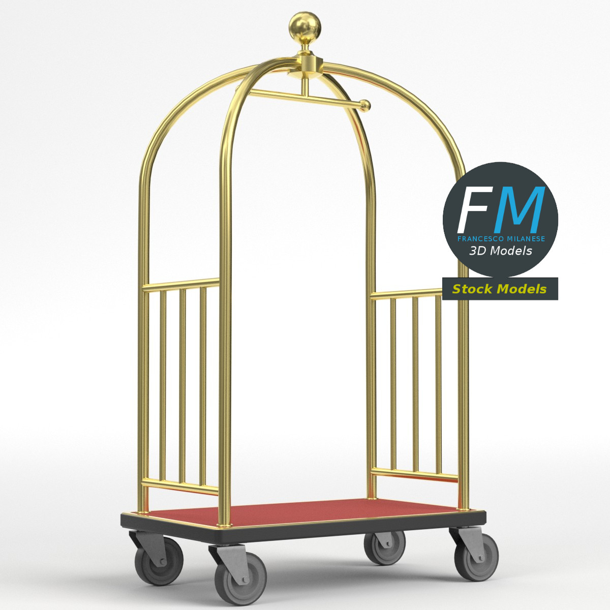3D-Modell - Hotel-Gepäckwagen - 01