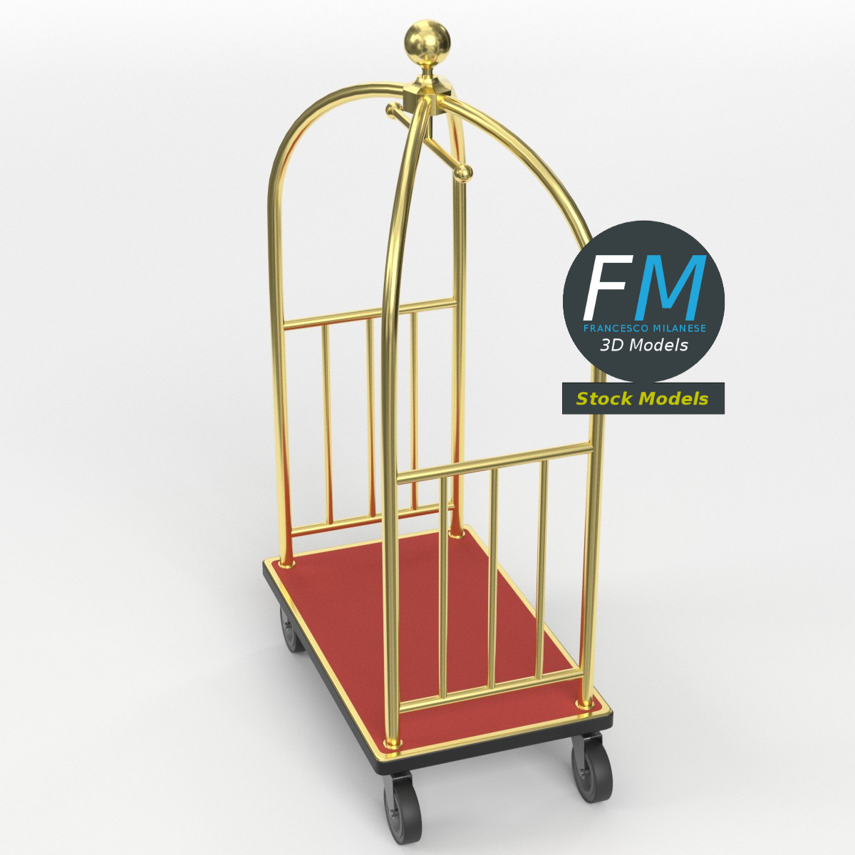 3D-Modell - Hotel-Gepäckwagen - 02