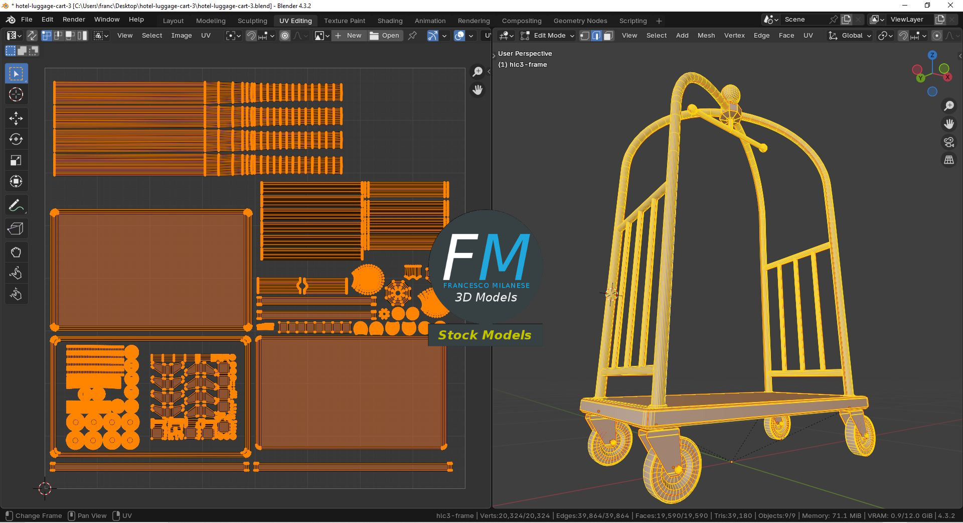 3D-Modell - Hotel-Gepäckwagen - 10
