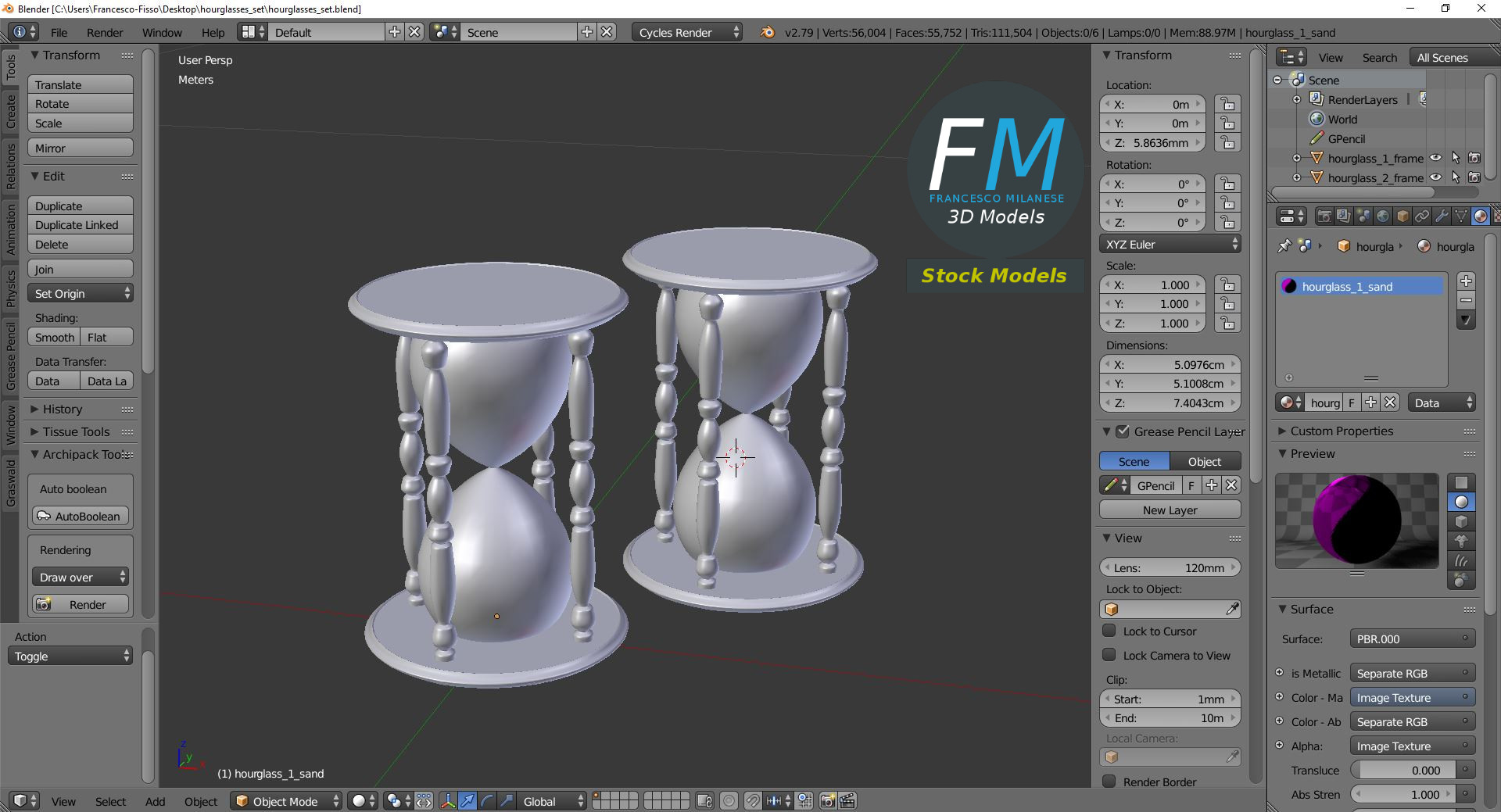 3D-Modell - Sanduhren-Set - 09
