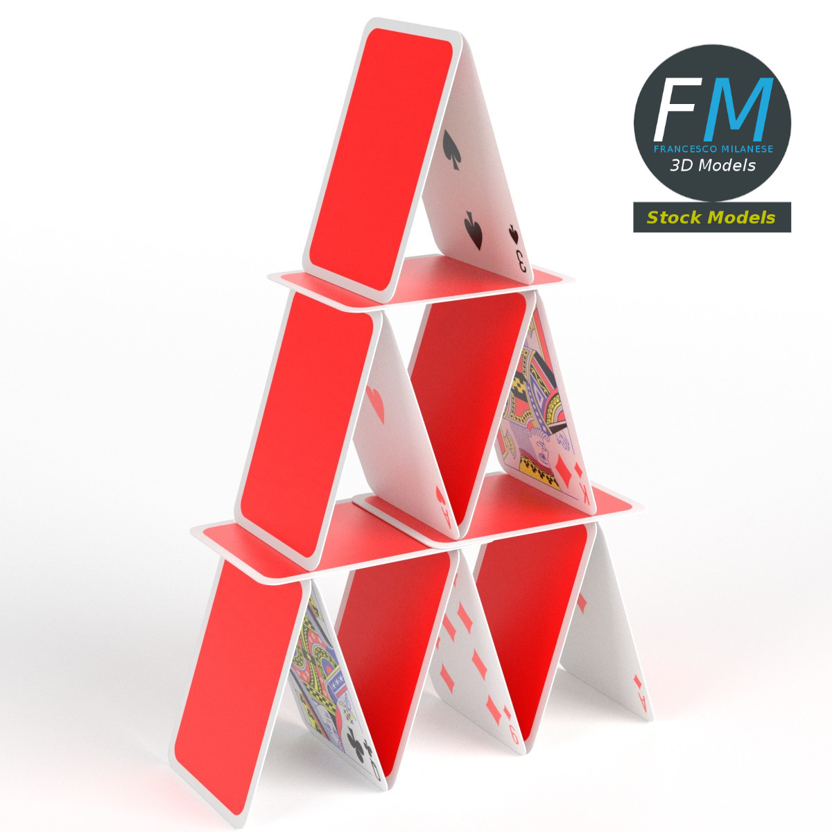 3D-Modell - Kartenhaus - 01