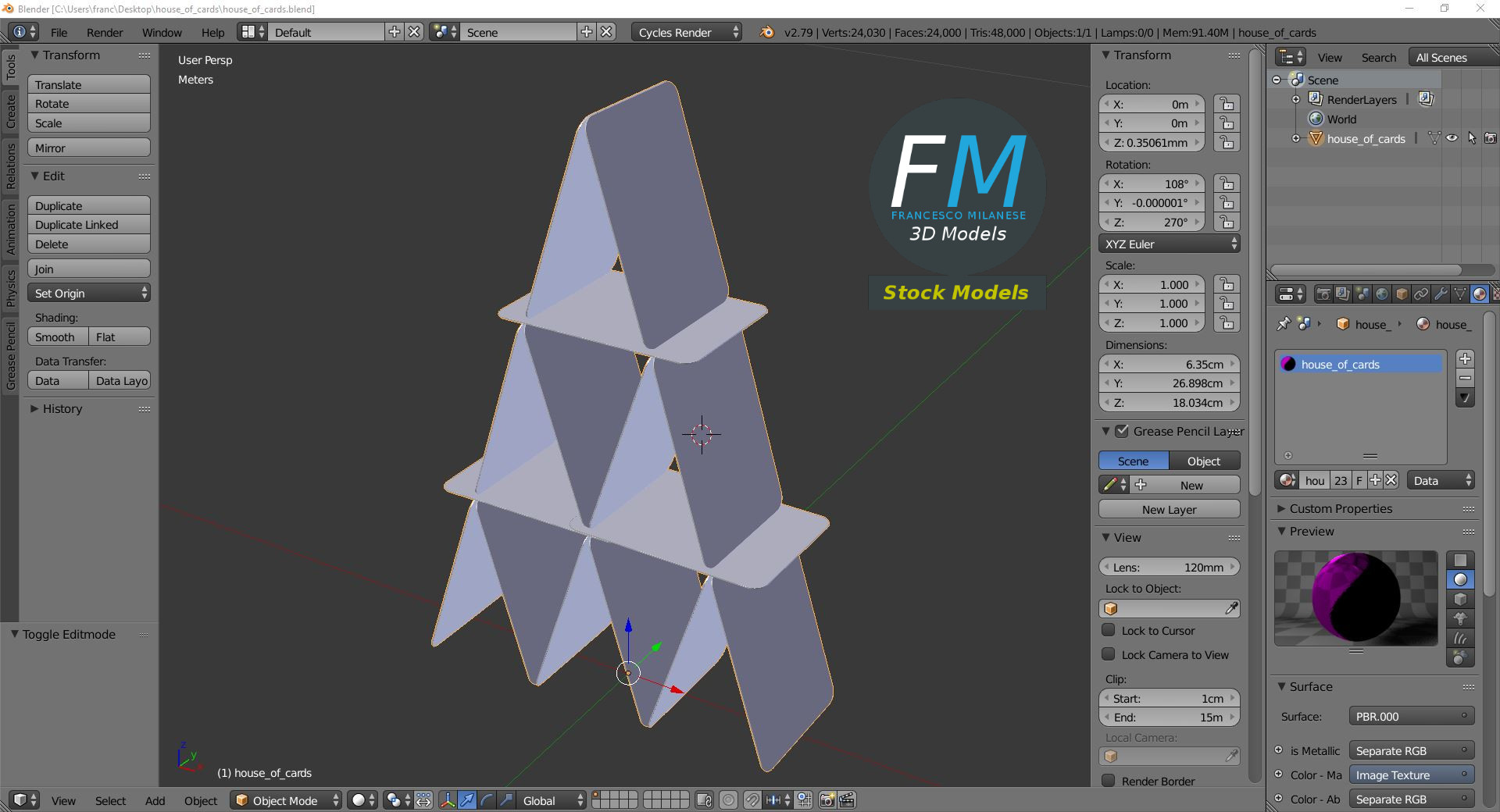 3D-Modell - Kartenhaus - 09