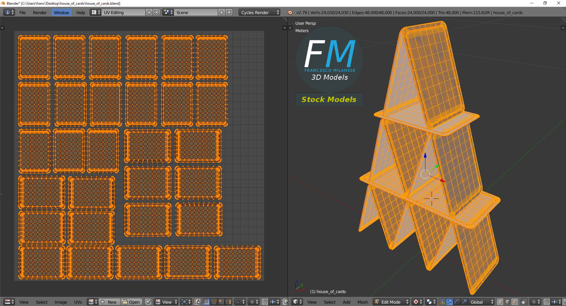 3D-Modell - Kartenhaus - 10