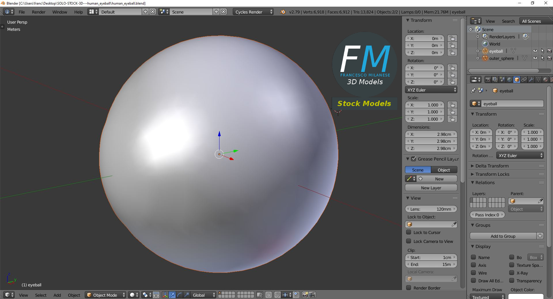 3D-Modell - Menschlicher Augapfel - 09