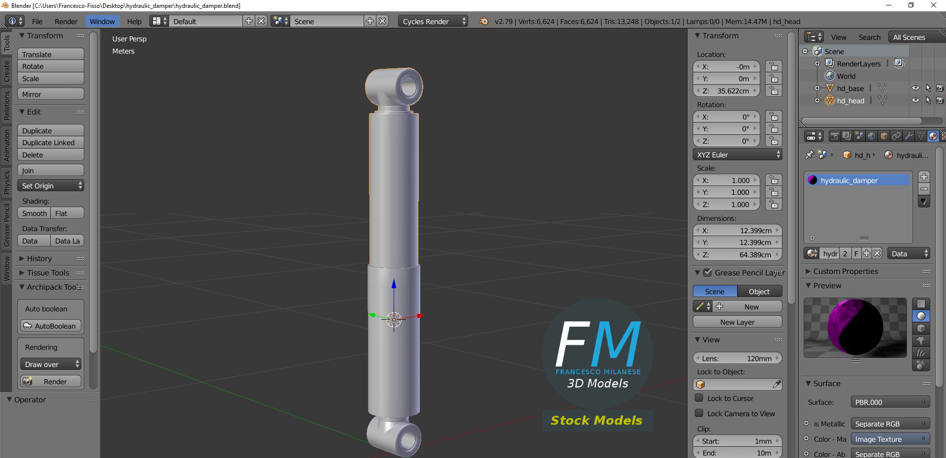 3D-Modell - Hydraulischer Dämpfer - 09