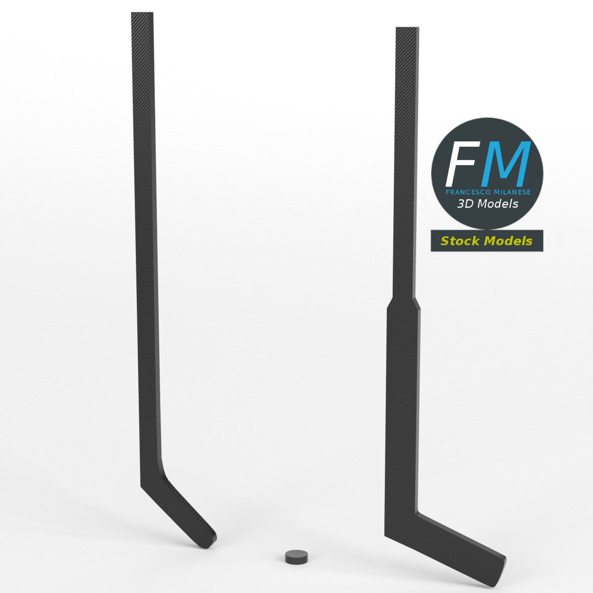 3D-Modell - Eishockeyschläger und Puck - 01
