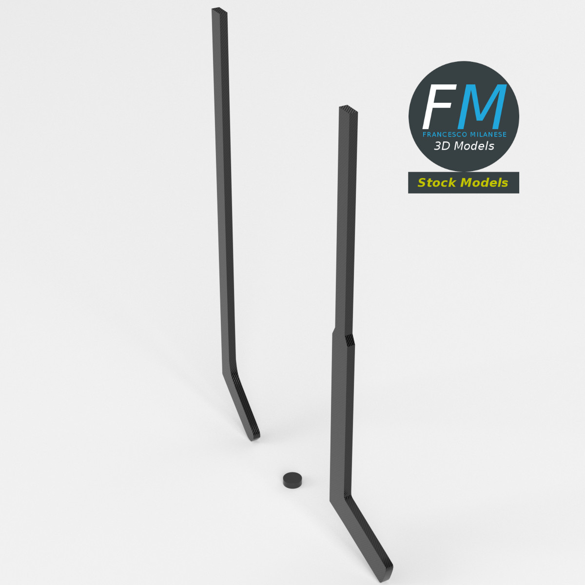 3D-Modell - Eishockeyschläger und Puck - 02