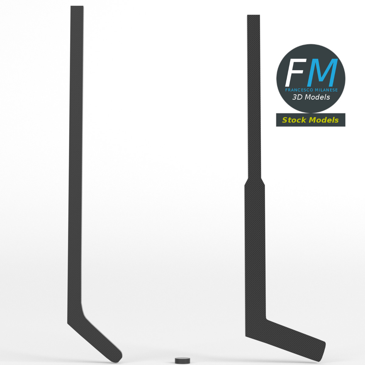 3D-Modell - Eishockeyschläger und Puck - 03