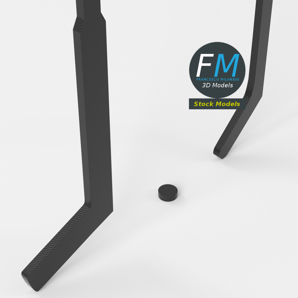 3D-Modell - Eishockeyschläger und Puck - 05