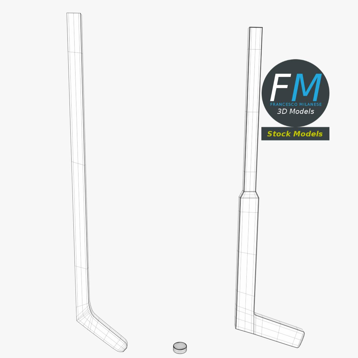 3D-Modell - Eishockeyschläger und Puck - 07
