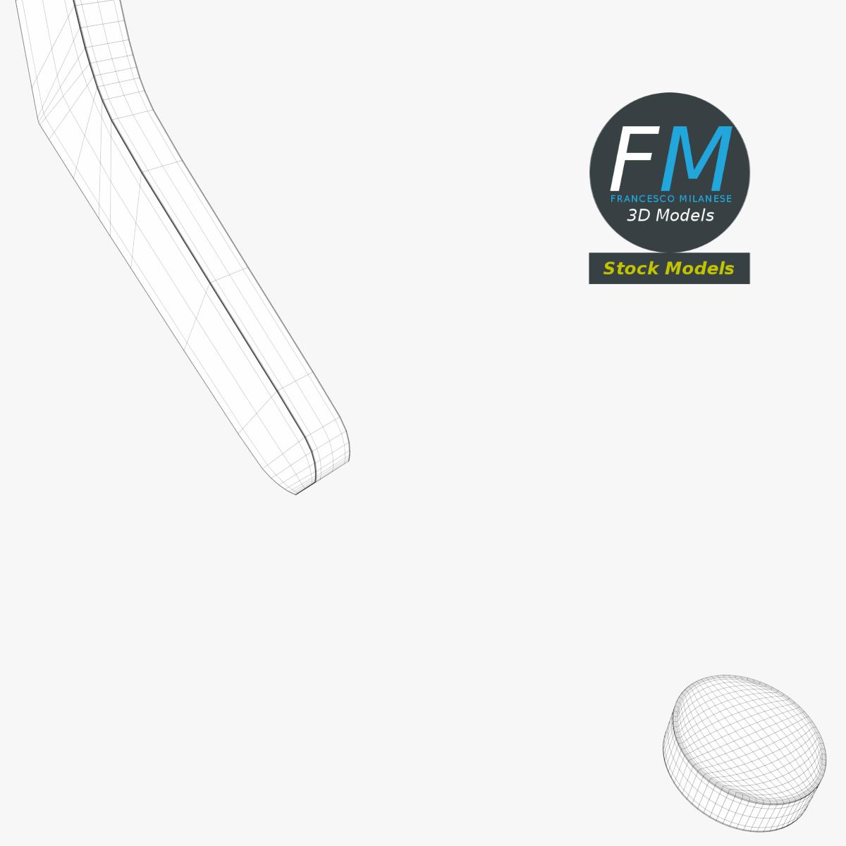 3D-Modell - Eishockeyschläger und Puck - 08