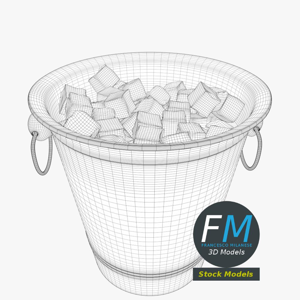 3D-Modell - Metall-Eiskübel mit Eiswürfeln - 07