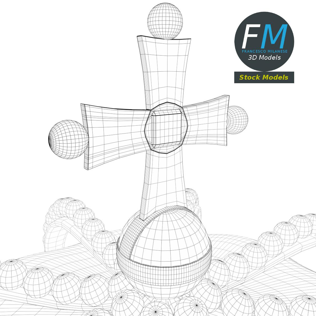 3D-Modell - Kaiserkrone mit Reichsapfel und Kreuz - 08